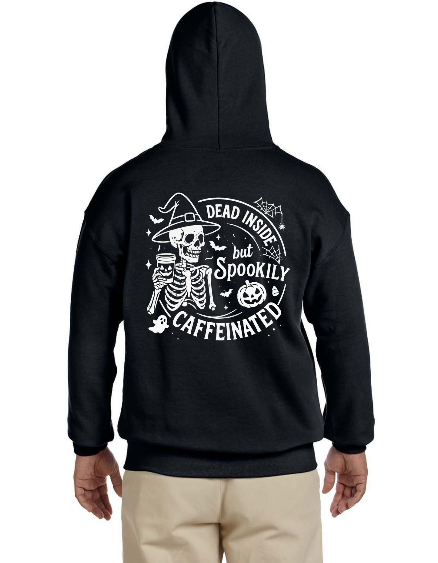 Lady Hopps Dead Inside but Spookily Caffeinated Hoodie – Cozy Fall Coffee Lover Sweatshirt