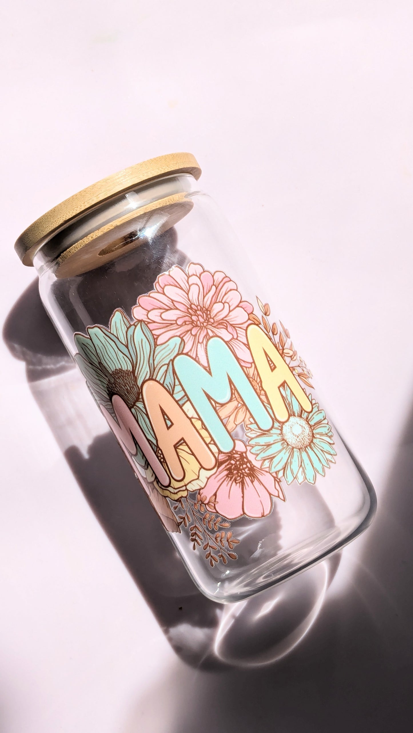 Floral Mama 16oz Glass Cup