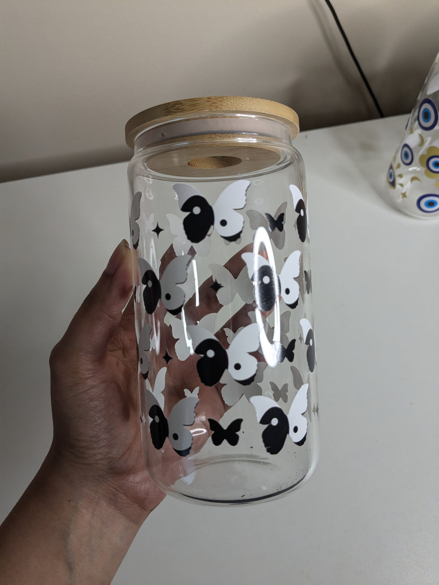 Ying Yang Butterflies GlassCup