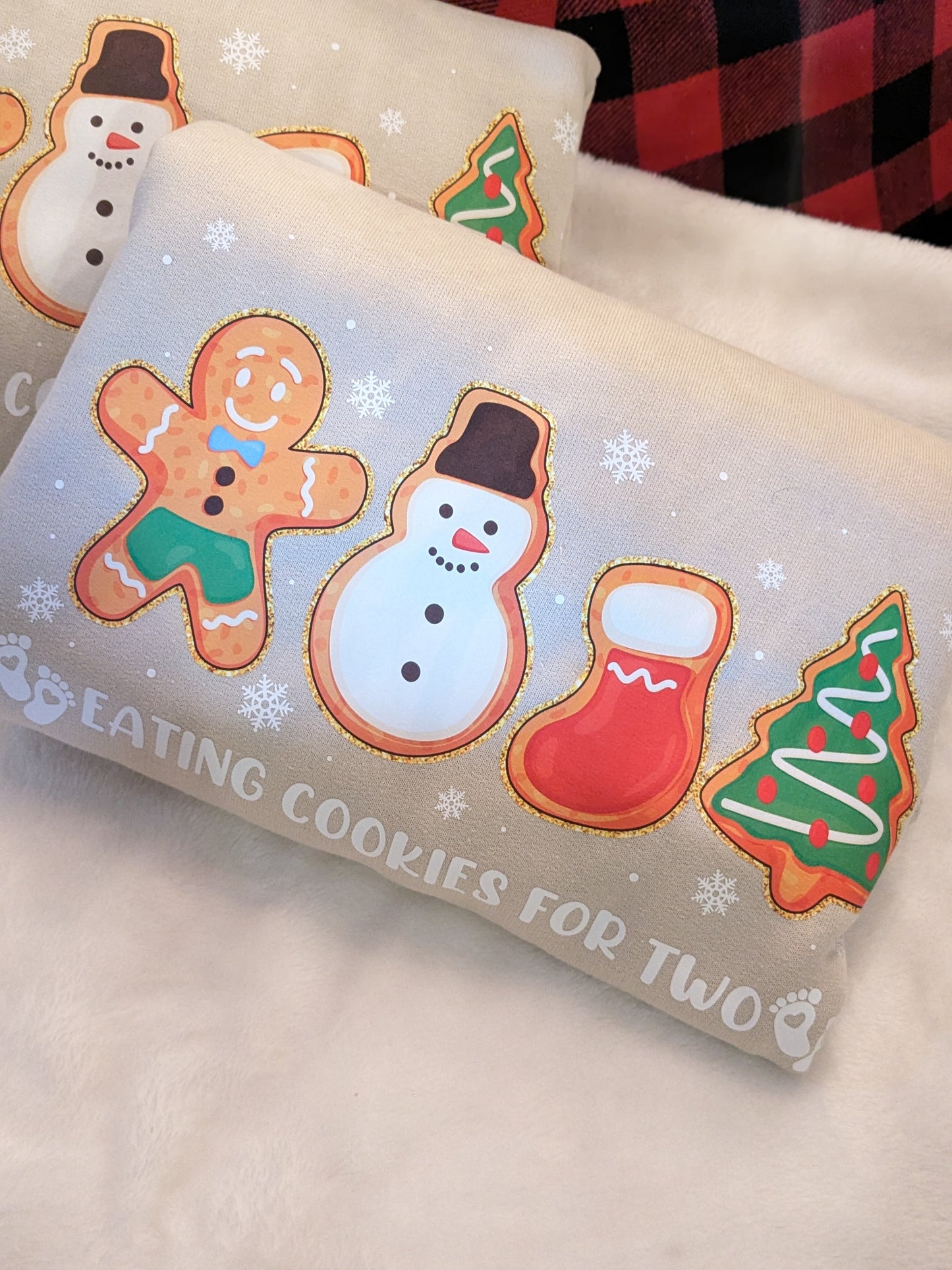 Eating cookies for two pregnancy Christmas Sweatshirt