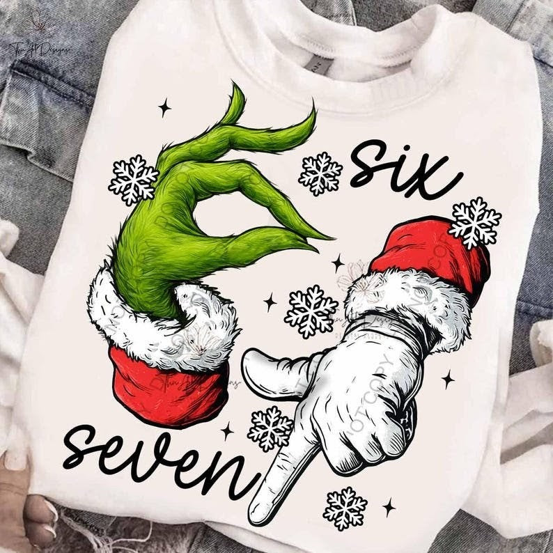 "Six Seven" Christmas Sweatshirt | Funny Christmas Sweatshirt| Holiday Humor Character Shirt
