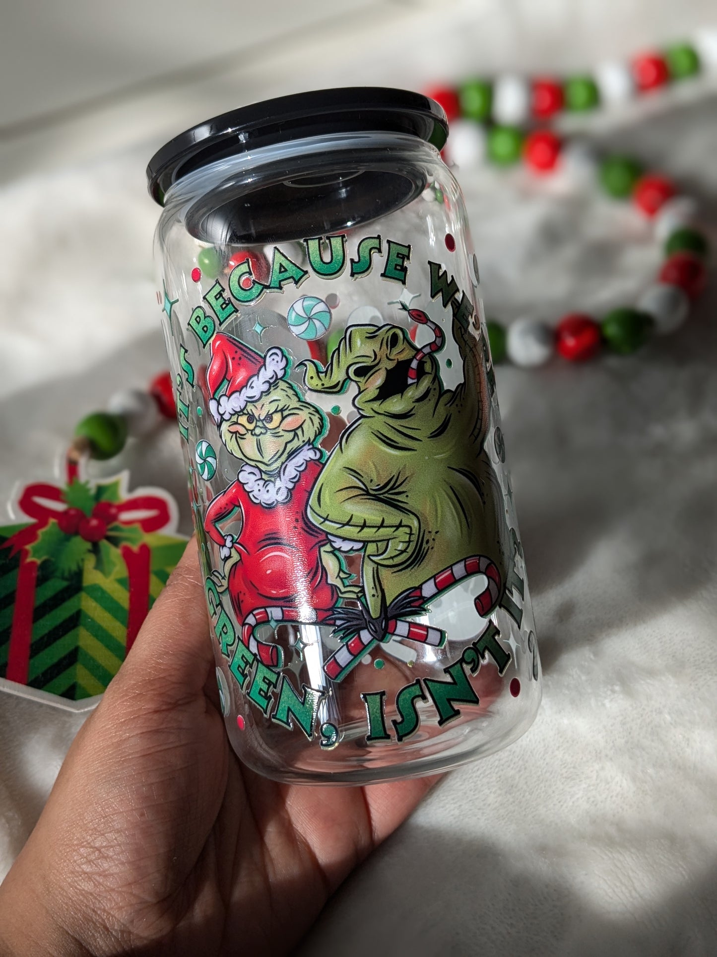 Green Buddies Christmas Glass Cup