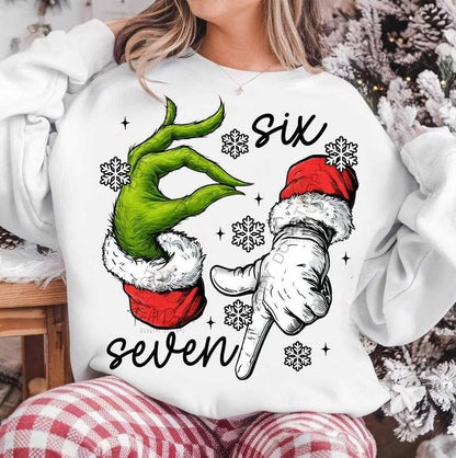 "Six Seven" Christmas Sweatshirt | Funny Christmas Sweatshirt| Holiday Humor Character Shirt