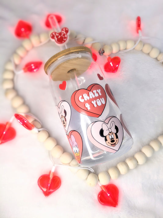 Mouse and Friends Heart Glass cup